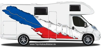 Wohnmobil Aufkleber Flagge der Tschechischen Republik auf Fahrzeugseite von Wohnmobil