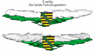 Wohnmobil Aufkleber Flagge Sachsen - Ansicht zweiseitig für beide Fahrzeugseiten