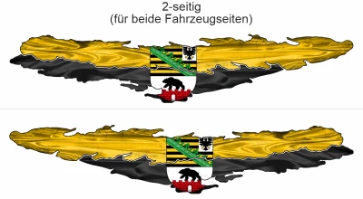 Wohnmobil Aufkleber Flagge Sachsen-Anhalt - Ansicht zweiseitig für beide Fahrzeugseiten