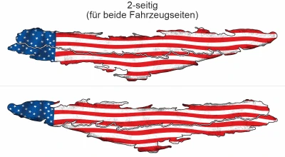 Wohnmobil Flagge USA - Ansicht zweiseitig für beide Fahrzeugseiten