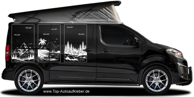 Wohnmobilaufkleber Berge und Meer | Set für beide Fahrzeugseiten