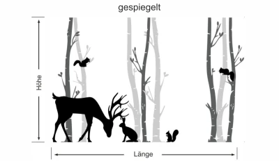 Wohnmobilaufkleber Birkenwald - Ansicht Ausrichtung