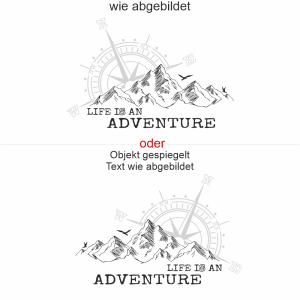 Wohnmobilaufkleber Life is an adventure mit Kompass