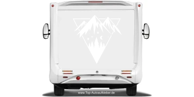 Wohnmobilaufkleber Nacht in den Bergen auf hellem Reisemobilheck - Ansicht Farbauswahl