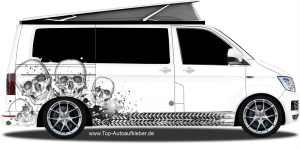 Wohnmobilaufkleber Skulls und Farbkleckse | Set für beide Fahrzeugseiten