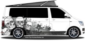 Autoaufkleber Farbflecken und Totenköpfe