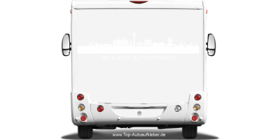 Wohnmobilaufkleber Skyline Mecklenburg-Vorpommern auf hellem Wohnmobil - Ansicht Farbauswahl