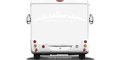 Wohnmobilaufkleber Skyline Rheinland-Pfalz auf hellem Wohnmobil - Ansicht Farbauswahl