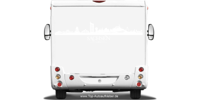 Wohnmobilaufkleber Skyline Sachsen auf hellem Wohnmobil - Ansicht Farbauswahl
