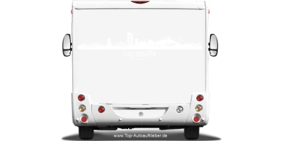 Wohnmobilaufkleber Skyline Sachsen auf hellem Wohnmobil - Ansicht Farbauswahl