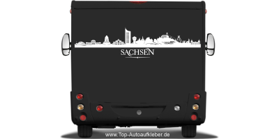 Wohnmobilaufkleber Skyline Sachsen auf dunklem Wohnmobil - Ansicht Farbauswahl