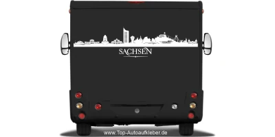 Wohnmobilaufkleber Skyline Sachsen auf dunklem Wohnmobil - Ansicht Farbauswahl