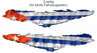 Wohnmobildekor Flagge Kuba - Ansicht zweiseitig für beide Fahrzeugseiten