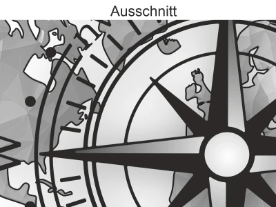 Wohnmobildekor Weltkarte mit Windrose - Ansicht Ausschnitt und Farbauswahl