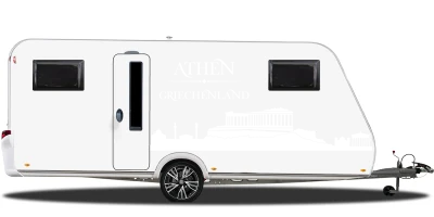 Wohnmobilsticker Skyline Athen auf hellem Wohnwagen - Ansicht Farbauswahl