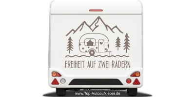 Wohnwagenaufkleber Freiheit auf zwei Rädern