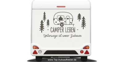 Wohnwagenaufkleber Unterwegs ist unser Zuhause