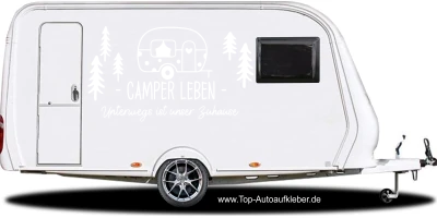 Wohnwagenaufkleber Unterwegs ist unser Zuhause