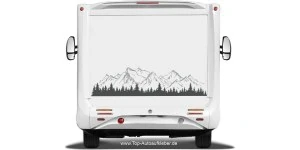 Mobile Preview: Aufkleber für Wohnmobil und Wohnwagen Bergen und Tannenwald