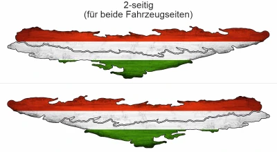 Die Nationalflagge Ungarns - Ansicht zweiseitig für beide Fahrzeugseiten