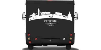 Wohnmobilsticker Skyline Venedig auf Heck von Wohnmobil oder Wohnwagen - Ansicht Farbauswahl
