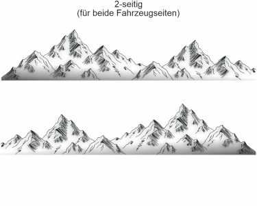 WoMo Aufkleber Bergformation - Ansicht zweiseitig für beide Fahrzeugseiten und Farbauswahl